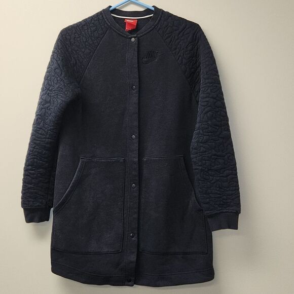 Vintage Nike Button Coat Cardigan Sweater Quilted Sleeves S - Picture 1 of 9